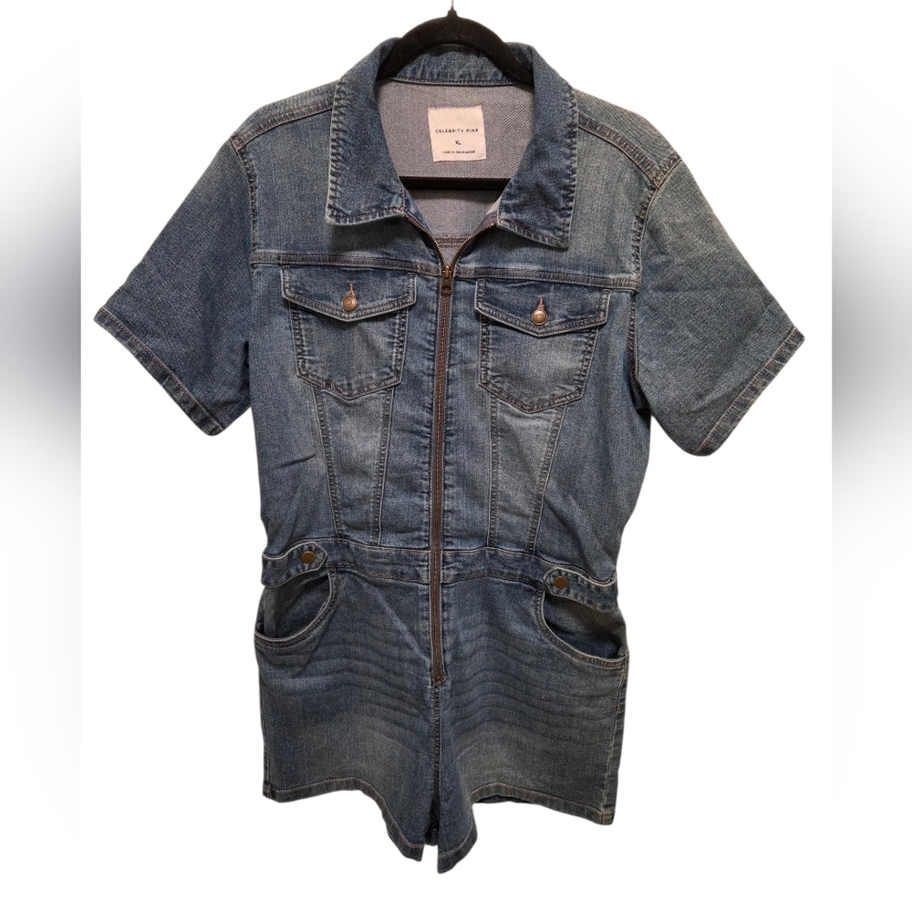 Celeberty Pink Denim Romper